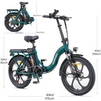 HillMiles MilePort 1 E-Bike – 250W Motor 36V13Ah Battery 20 Inch Tires Mechanical Disc Brake - Green