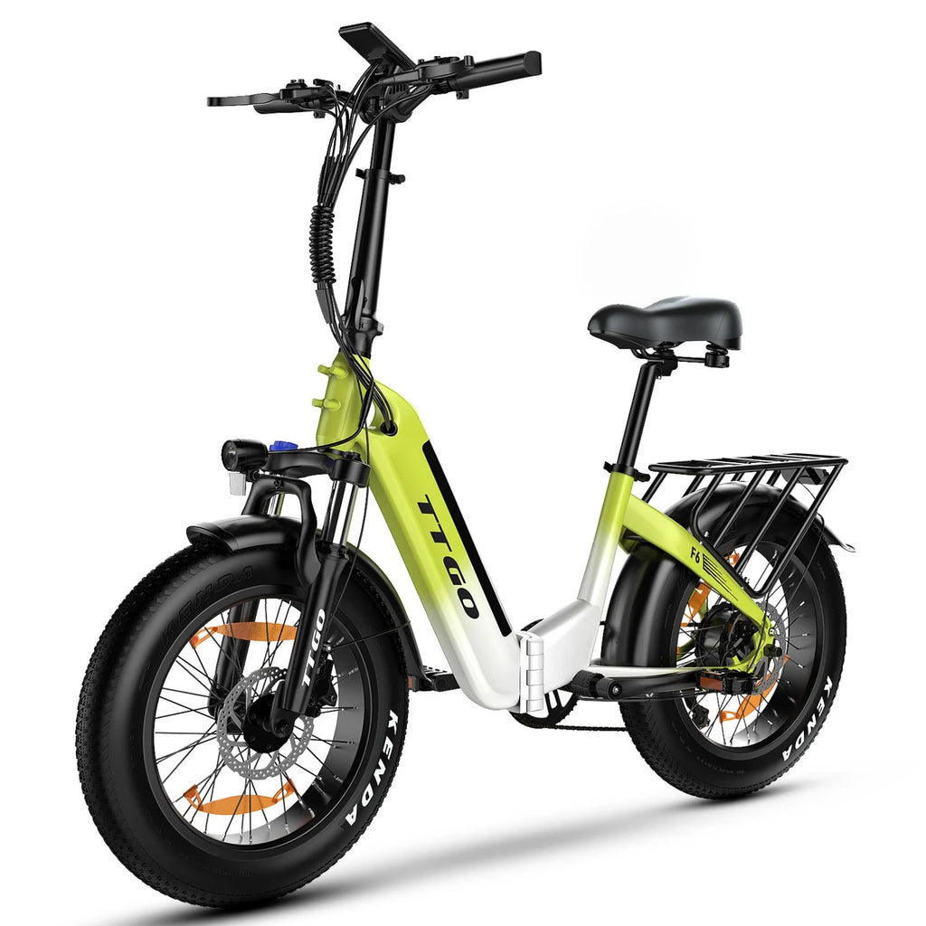 TTGO F6 Vélo électrique - Moteur 250W Batterie 36V25AH Pneus 20 pouces Freins hydrauliques - Blanc-Vert