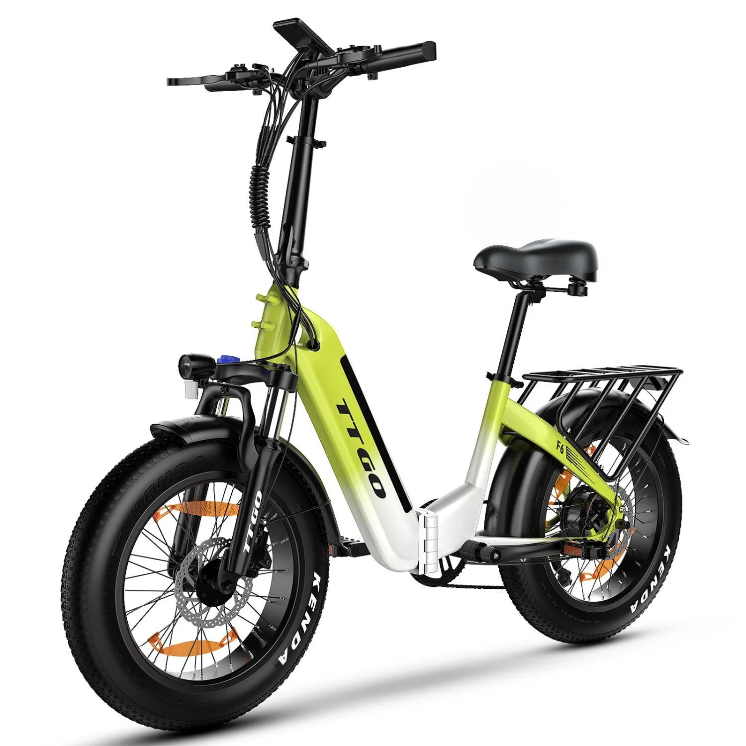 TTGO F6 Vélo électrique - Moteur 250W Batterie 36V25AH Pneus 20 pouces Freins hydrauliques - Blanc-Vert