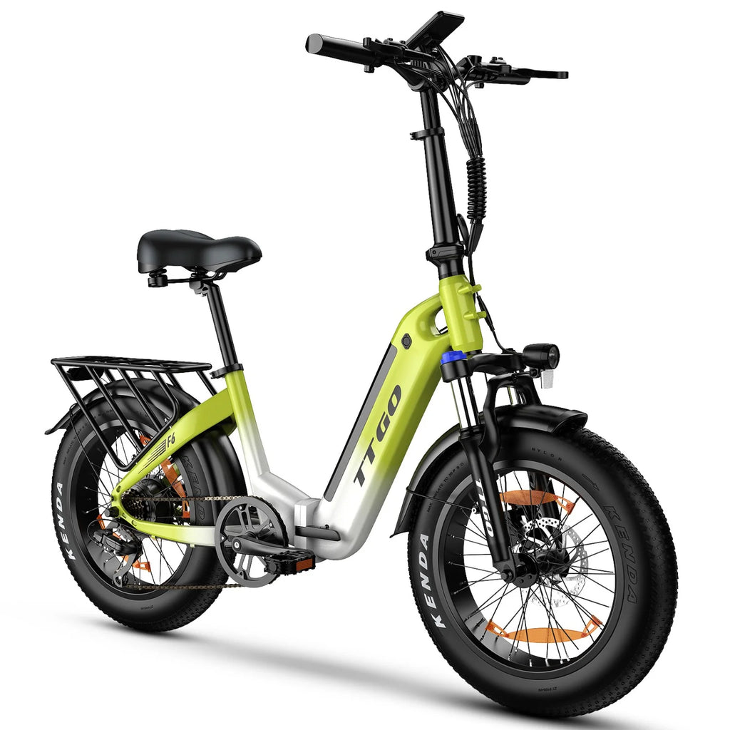 TTGO F6 Vélo électrique - Moteur 250W Batterie 36V25AH Pneus 20 pouces Freins hydrauliques - Blanc-Vert