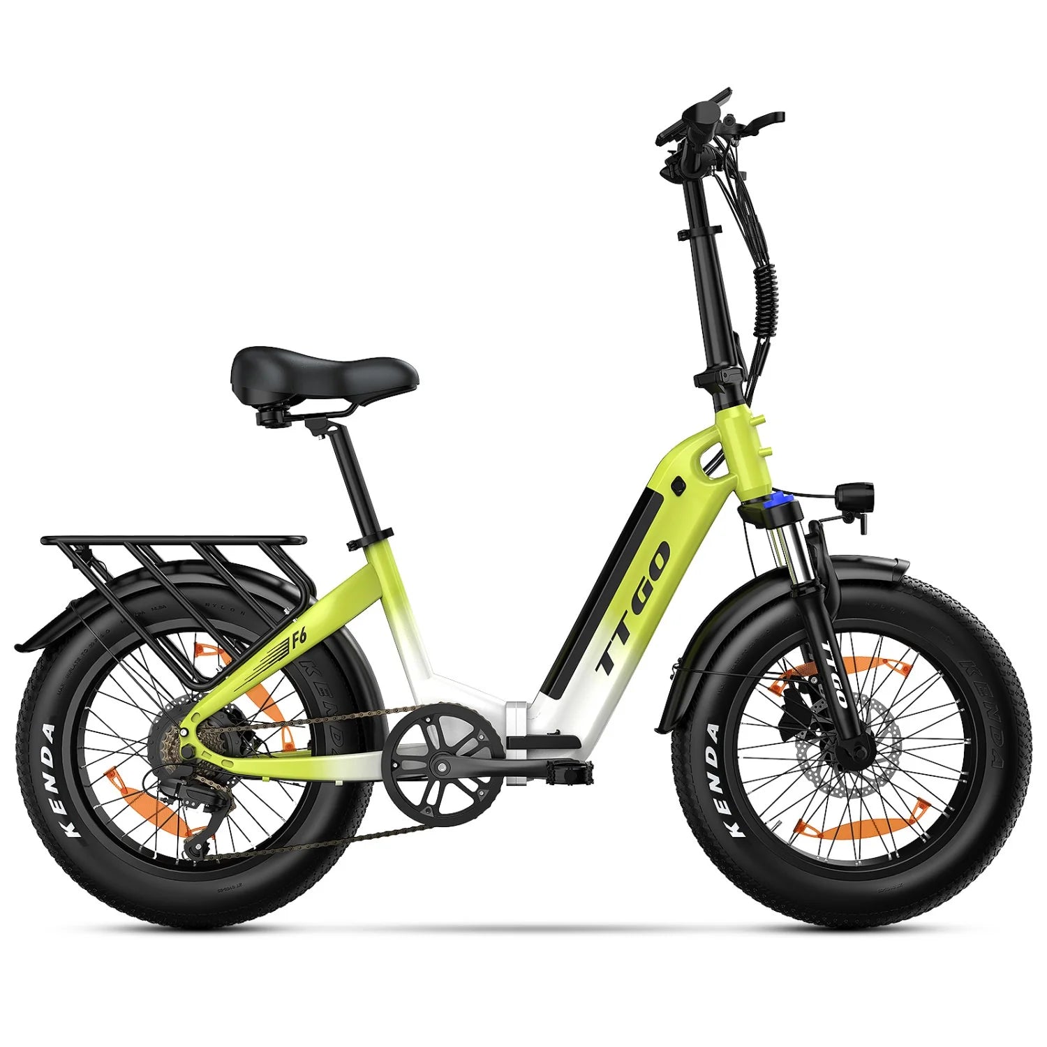 TTGO F6 Vélo électrique - Moteur 250W Batterie 36V25AH Pneus 20 pouces Freins hydrauliques - Blanc-Vert
