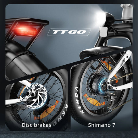 TTGO F6 E-Bike  - 250W  Motor 36V25AH  Akku 20 Zoll Reifen Hydraulikbremsen - Weiß-Grün