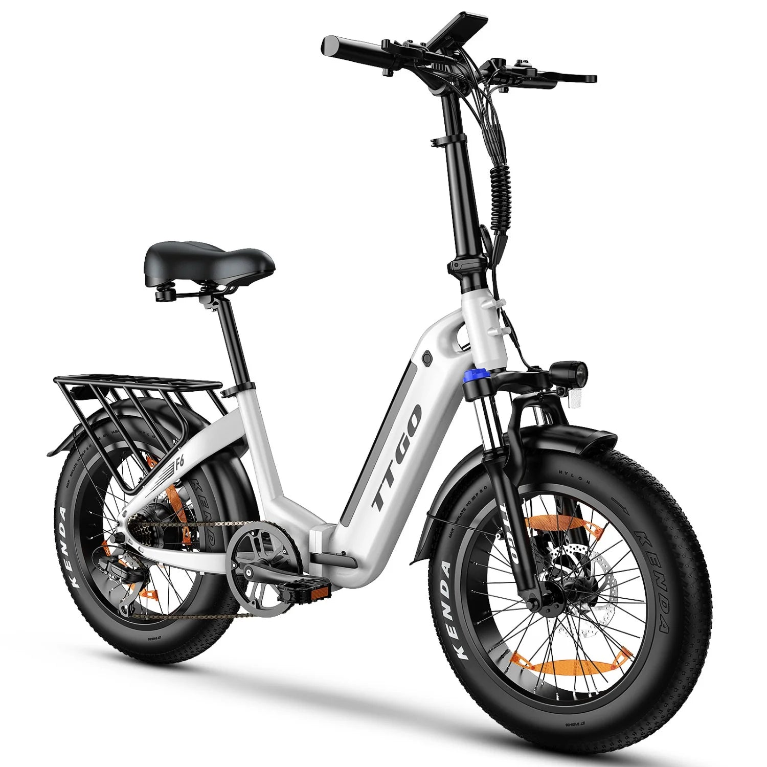 TTGO F6 E-Bike - Moteur 250W Batterie 36V25AH Pneus 20 Pouces Freins Hydrauliques - Blanc