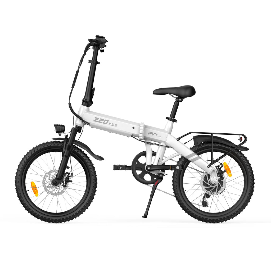 Vélo électrique PVY Z20 PRO EVO, Moteur 250W, Batterie 36V14.5AH, Pneus 20 pouces, Freins à disque mécaniques - Blanc