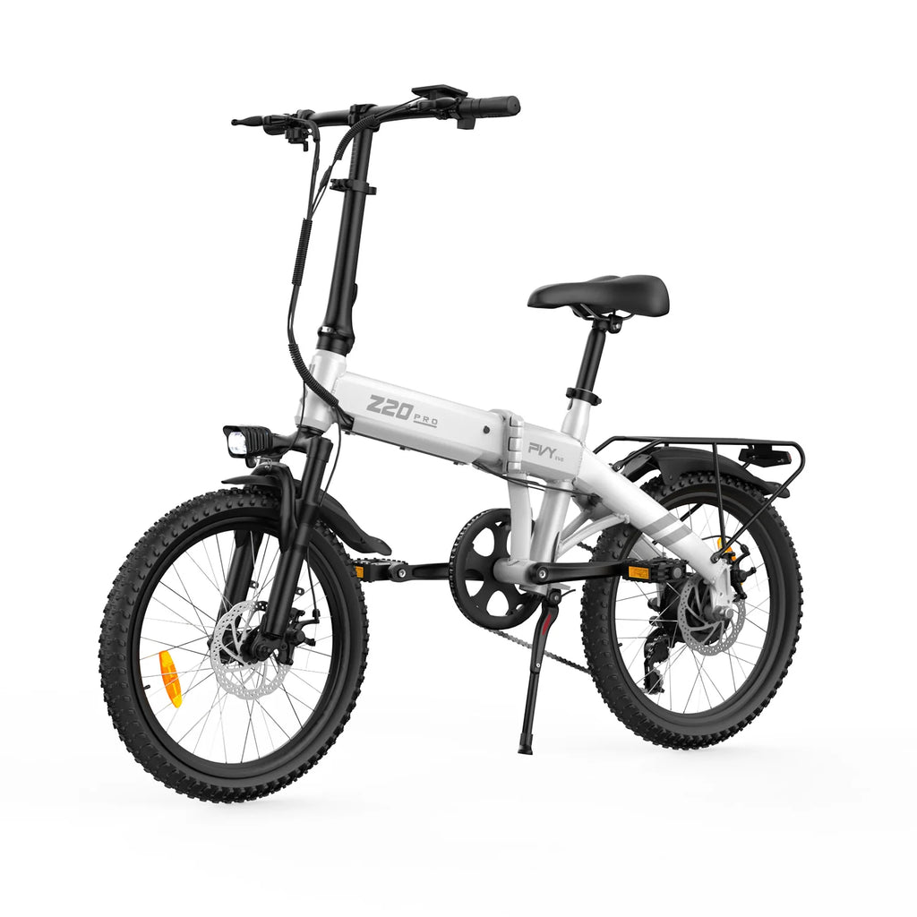 Vélo électrique PVY Z20 PRO EVO, Moteur 250W, Batterie 36V14.5AH, Pneus 20 pouces, Freins à disque mécaniques - Blanc