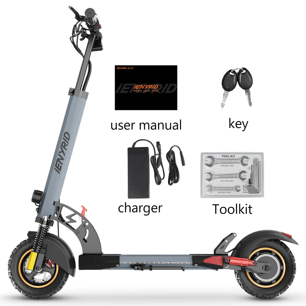 Trottinette électrique iENYRID IE-A1 - Moteur 800W Batterie 48V12.5AH Frein à disque Pliable - Gris