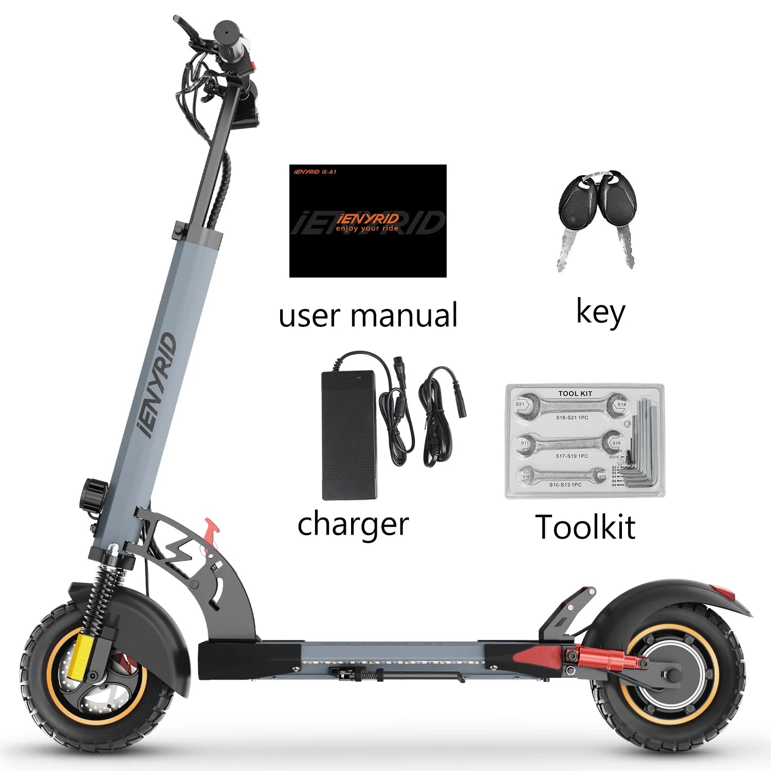Trottinette électrique iENYRID IE-A1 - Moteur 800W Batterie 48V12.5AH Frein à disque Pliable - Gris