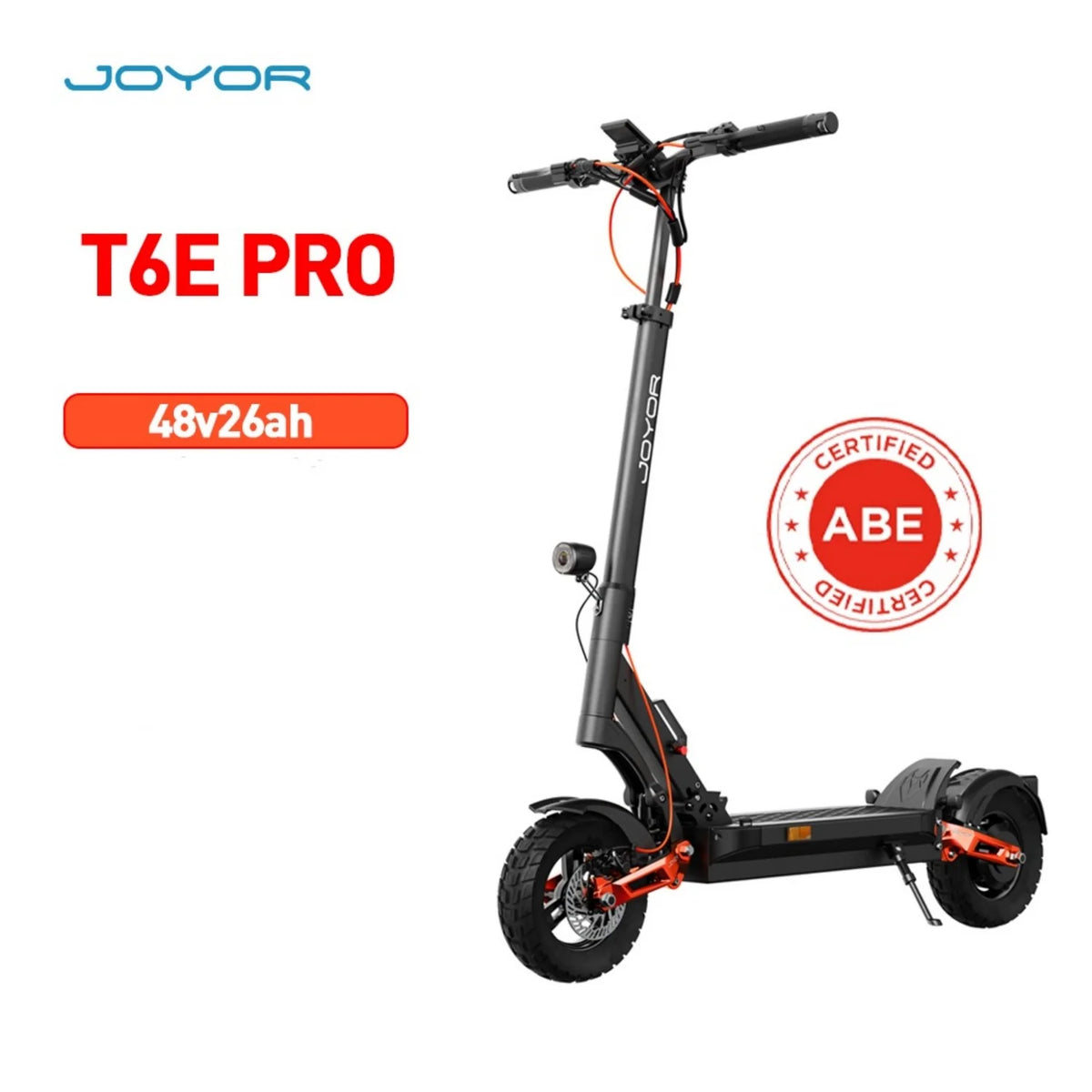 JOYOR T6E PRO Elektroroller ABE-Zertifizierung - 500W Motor 48V26AH Akku Faltbar 10" Offroad Reifen - Schwarz