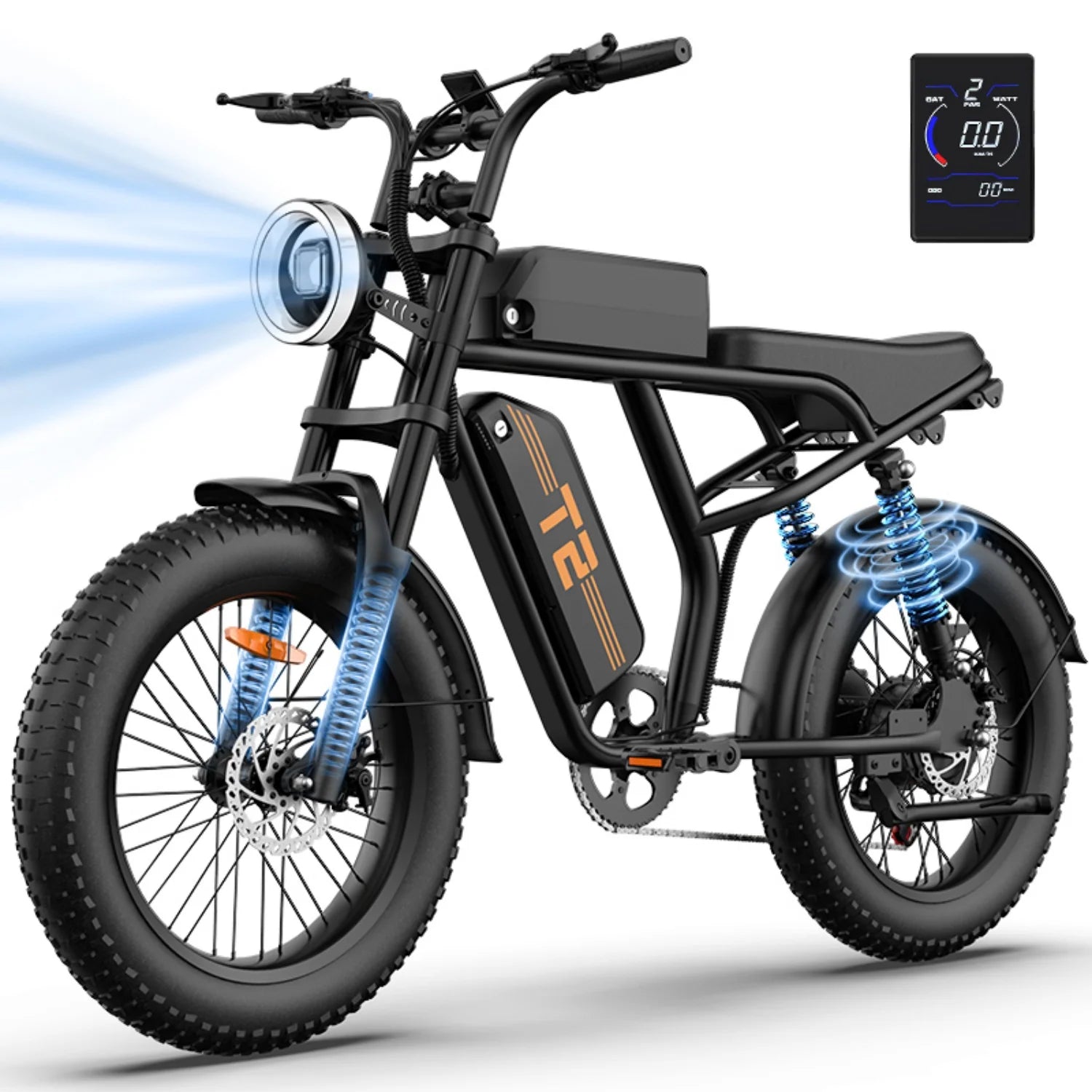 Vélo électrique URLIFE T2 - Moteur 250W Batterie 48V 15.6Ah avec Frein à Disque Assistance au Pédalage - Noir