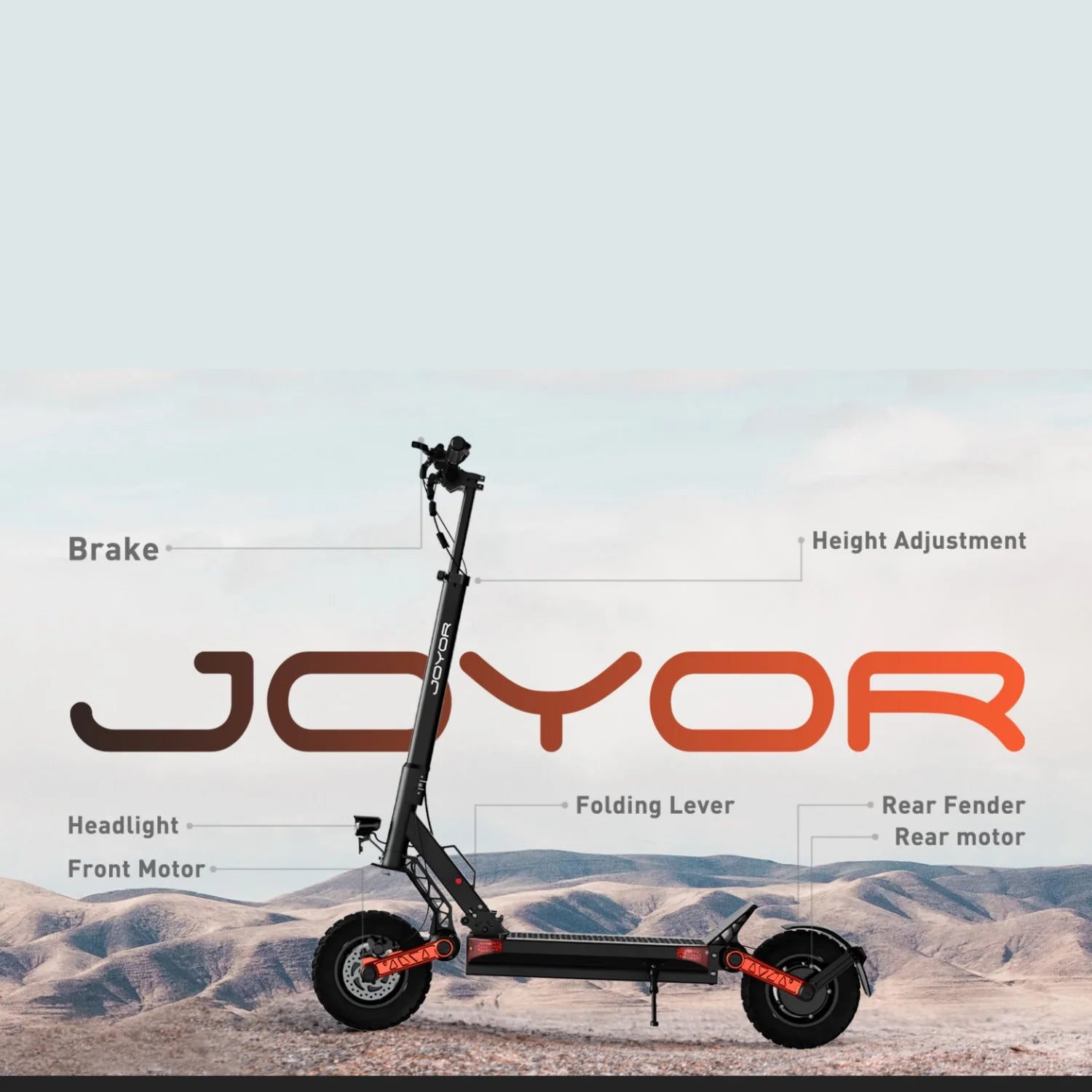 Joyor S10-S-Z 2025 Trottinette Électrique Pliable - Deux Moteurs 1000W 60V18Ah Écran Couleur Haute Définition avec Clignotants - Noir