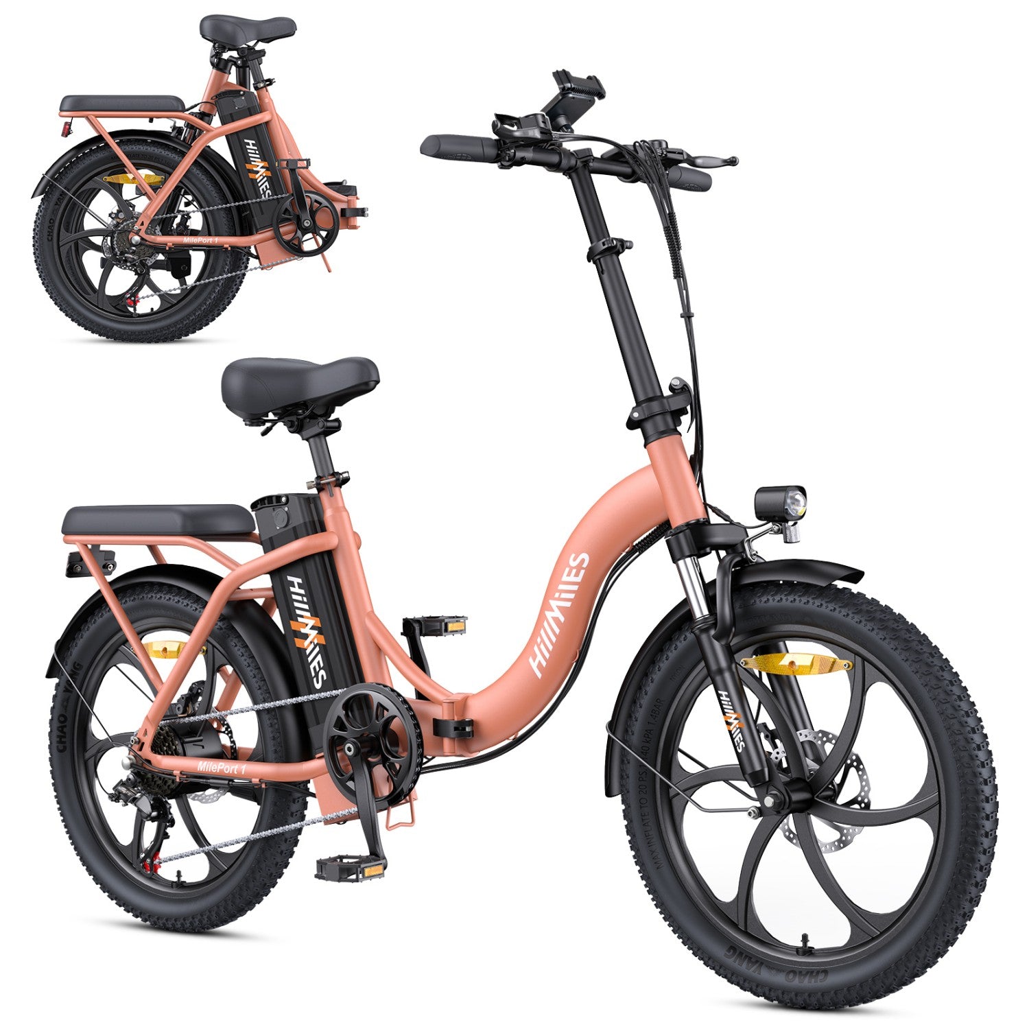 HillMiles MilePort 1 E-Bike – 250W Motor 36V13Ah Battery 20 Inch Tires Mechanical Disc Brake - Red