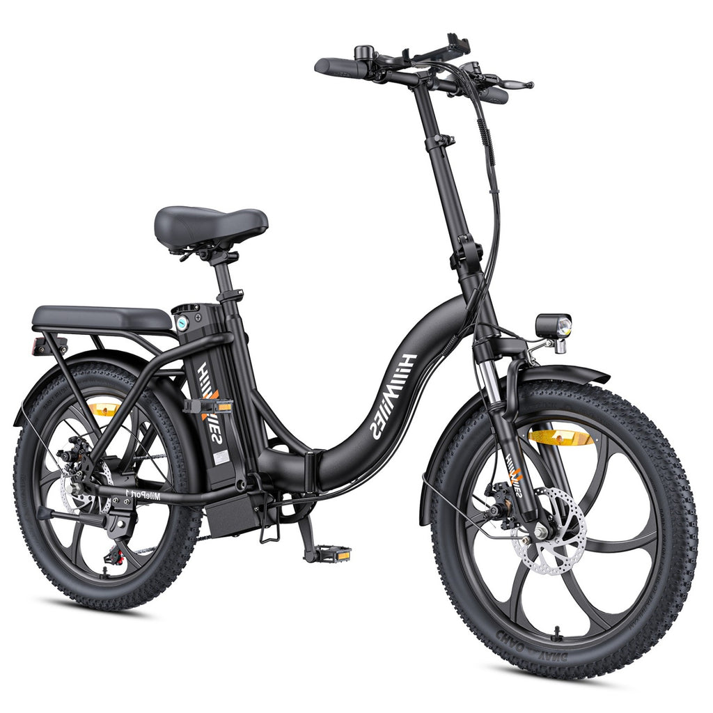 HillMiles MilePort 1 E-Bike – 250W Motor 36V13Ah Battery 20 Inch Tires Mechanical Disc Brake - Black