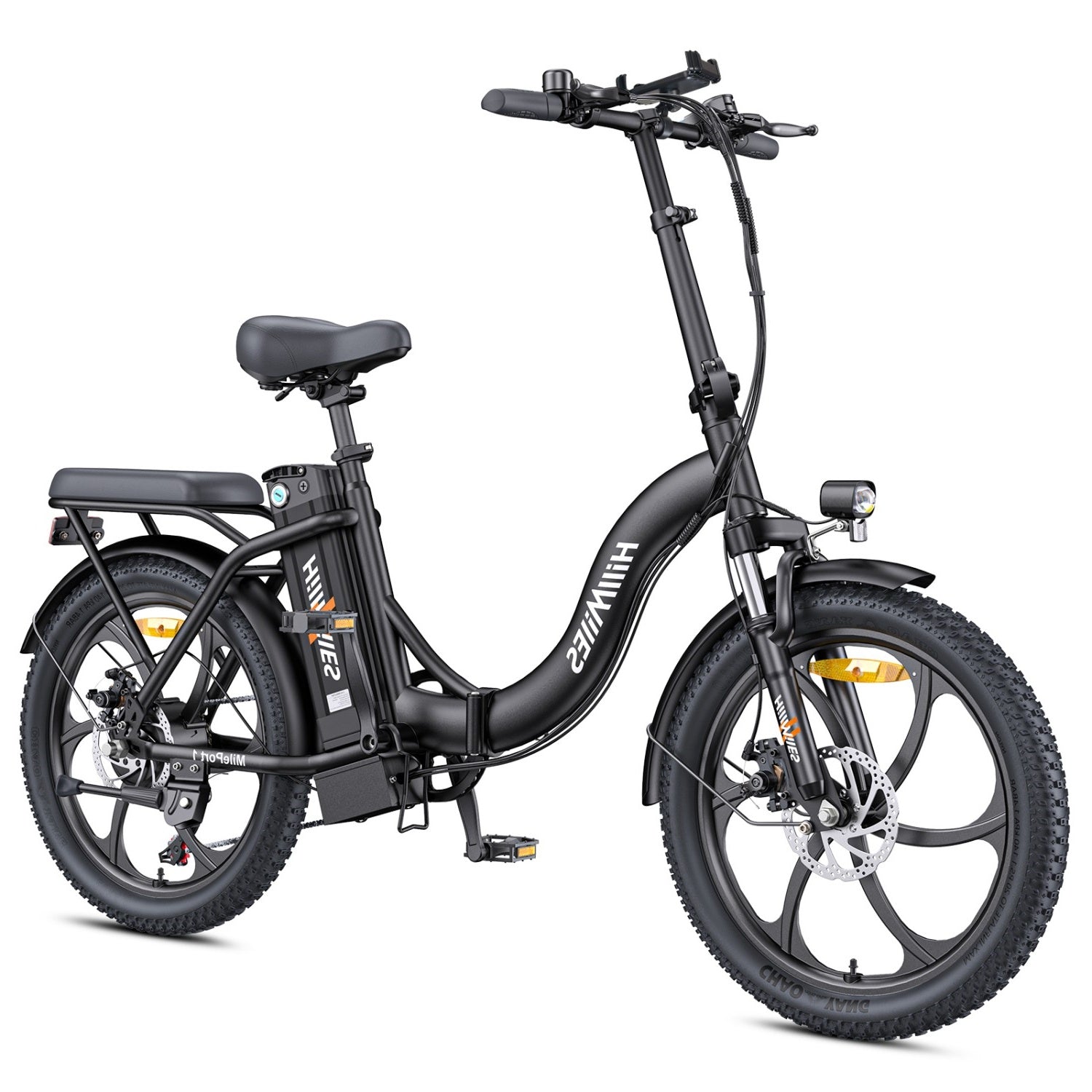 HillMiles MilePort 1 E-Bike – 250W Motor 36V13Ah Battery 20 Inch Tires Mechanical Disc Brake - Black
