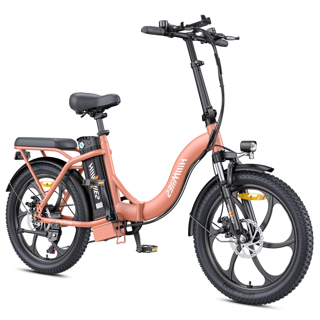 HillMiles MilePort 1 E-Bike – 250W Motor 36V13Ah Battery 20 Inch Tires Mechanical Disc Brake - Red
