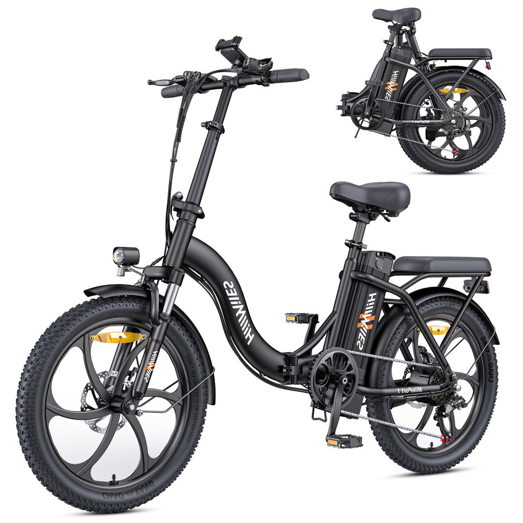 HillMiles MilePort 1 E-Bike – 250W Motor 36V13Ah Battery 20 Inch Tires Mechanical Disc Brake - Black