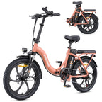 HillMiles MilePort 1 E-Bike – 250W Motor 36V13Ah Battery 20 Inch Tires Mechanical Disc Brake - Red