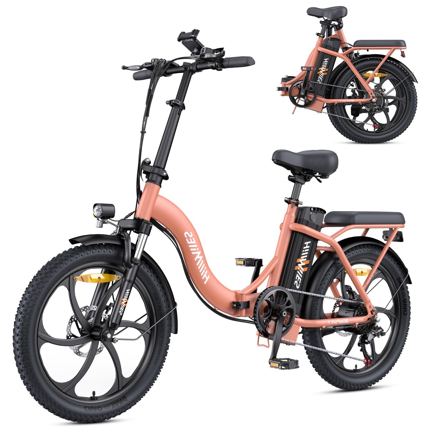 HillMiles MilePort 1 E-Bike – 250W Motor 36V13Ah Battery 20 Inch Tires Mechanical Disc Brake - Red
