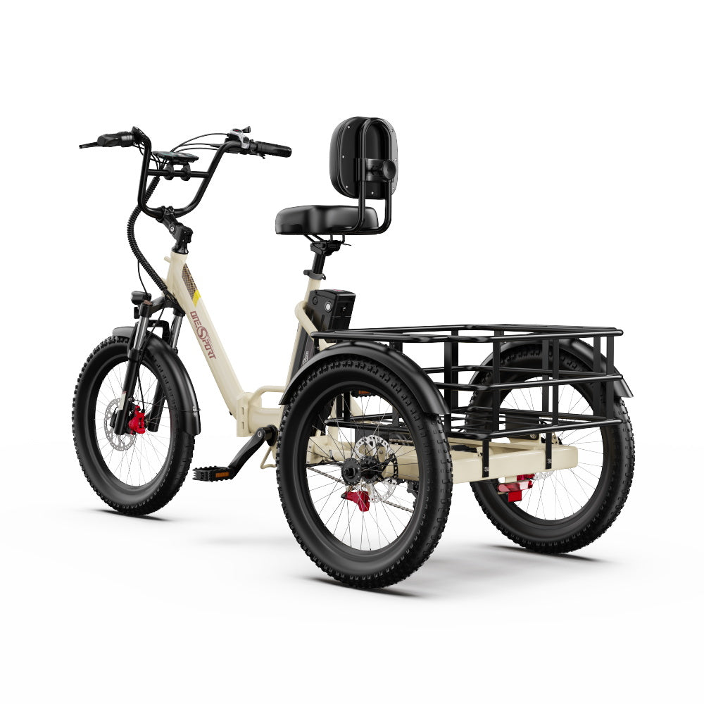 Electric Tricycle ONESPORT OT30 PRO - 500W Motor 48V18AH Battery 20 Inch Wheels Disc Brake – Beige