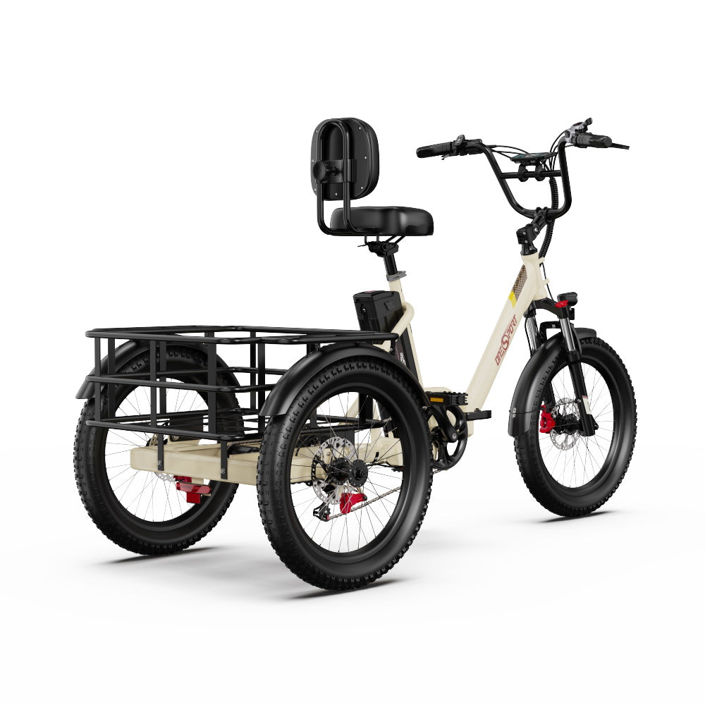 Electric Tricycle ONESPORT OT30 PRO - 500W Motor 48V18AH Battery 20 Inch Wheels Disc Brake – Beige