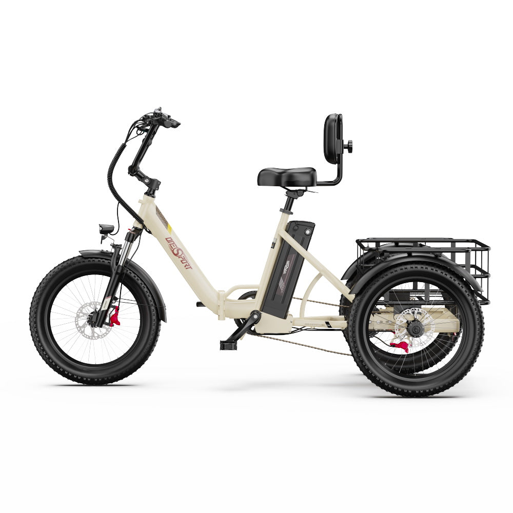 Electric Tricycle ONESPORT OT30 PRO - 500W Motor 48V18AH Battery 20 Inch Wheels Disc Brake – Beige