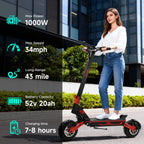 Rotes E-Bike 1000W 52V20Ah 43 Meilen Dualfederung