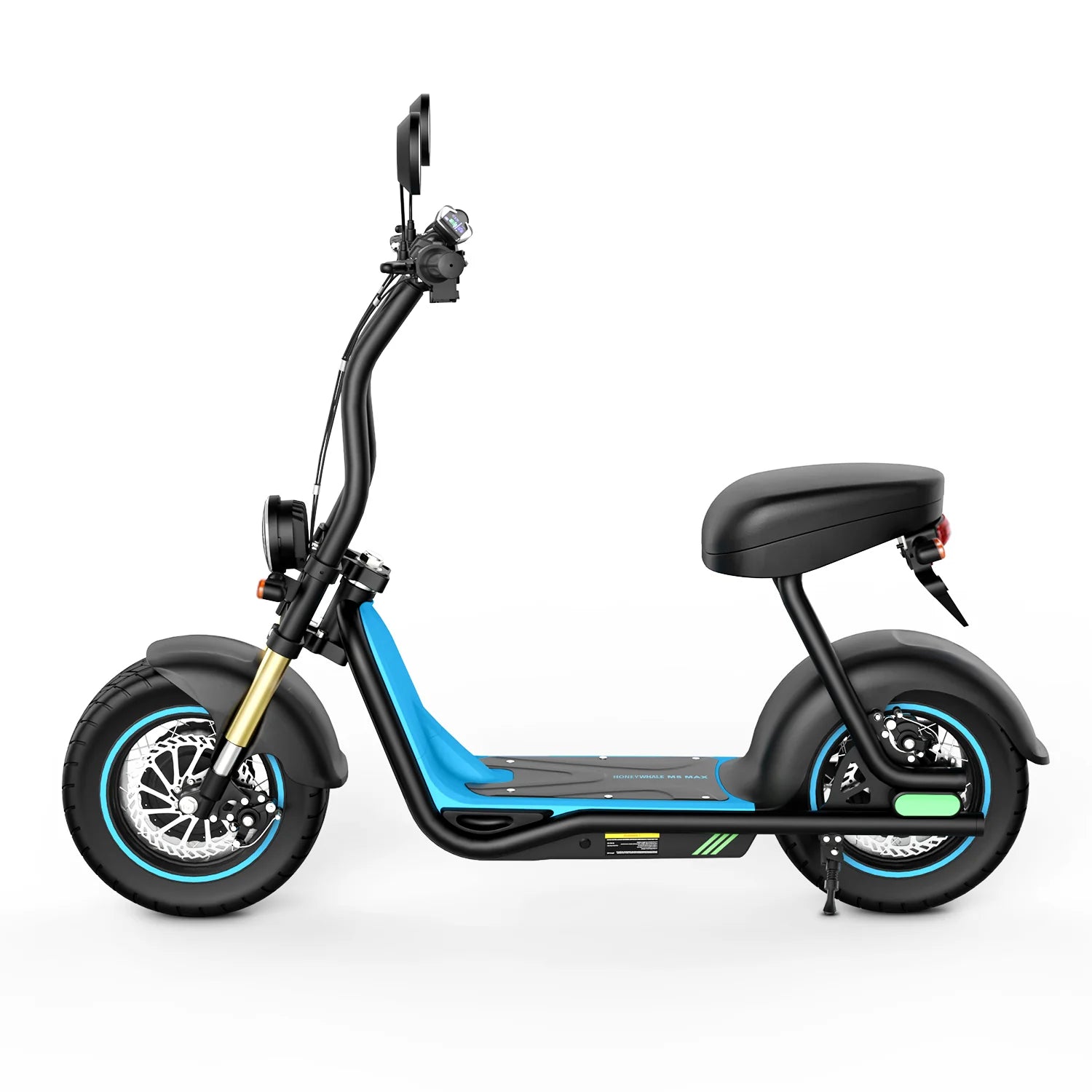 E-Scooter Honey Whale M5 MAX - 1000W Motor 54.6V13Ah Battery 14 Inch Tires Disc Brake - Black Blue