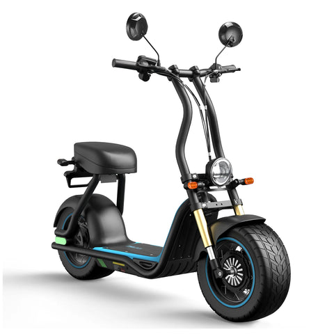 E-Scooter Honey whale M5 MAX - 1000W Motor 54.6V13Ah Akku 14 Zoll Reifen Scheibenbremse - Schwarz Blau