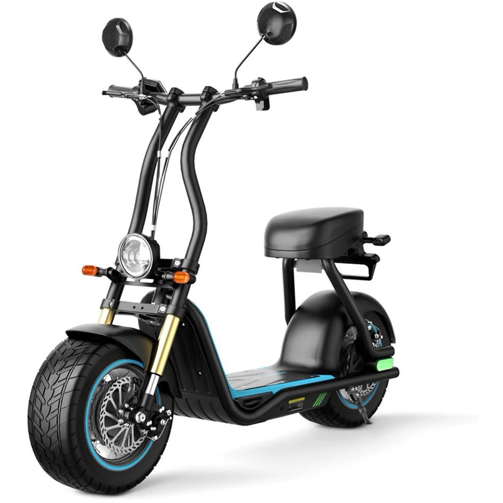E-Scooter Honey Whale M5 MAX - 1000W Motor 54.6V13Ah Battery 14 Inch Tires Disc Brake - Black Blue