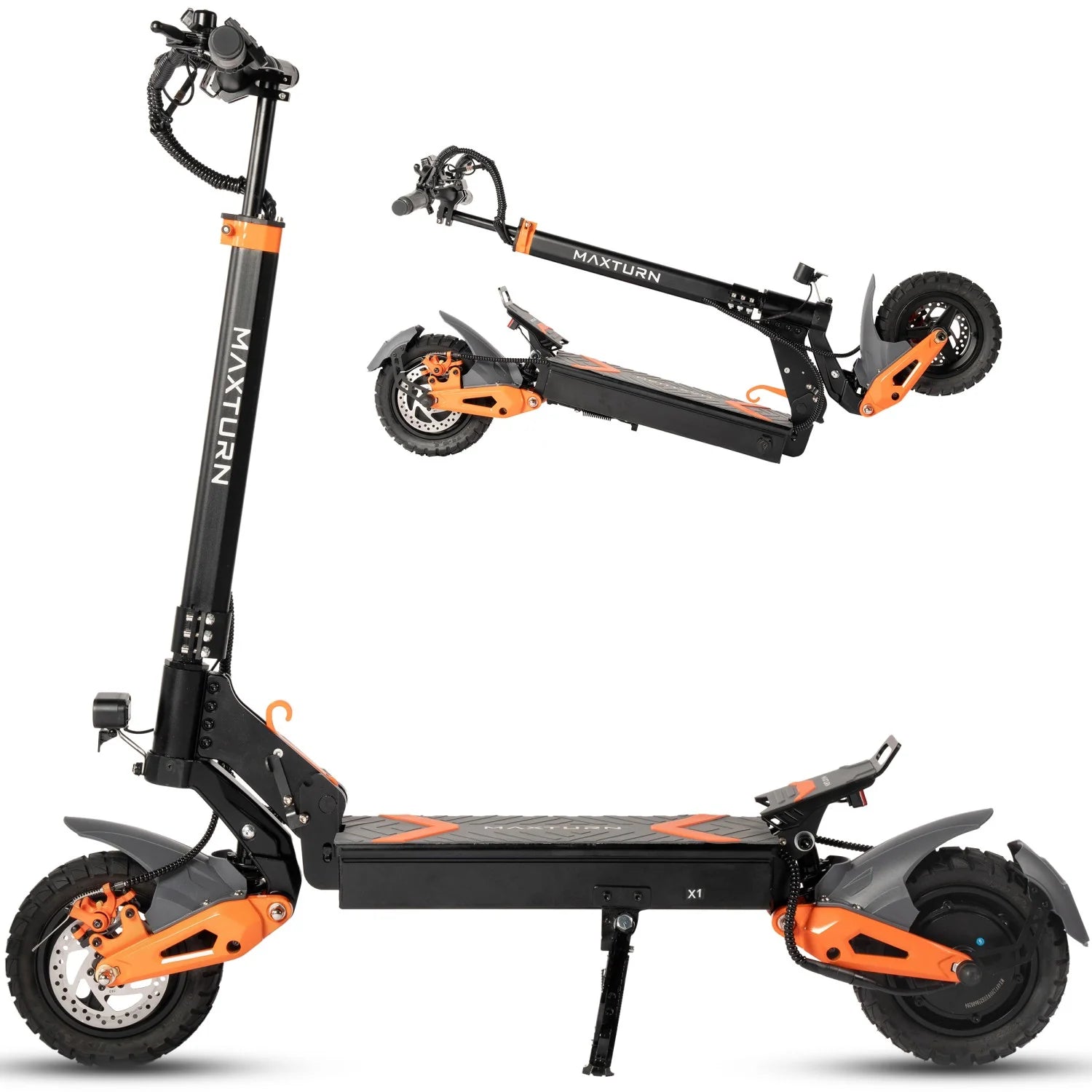Trottinette électrique MAXTURN X1 - 1000W 48V15.6Ah 10'' Tubeless E-Scooter Cadre aluminium - Noir