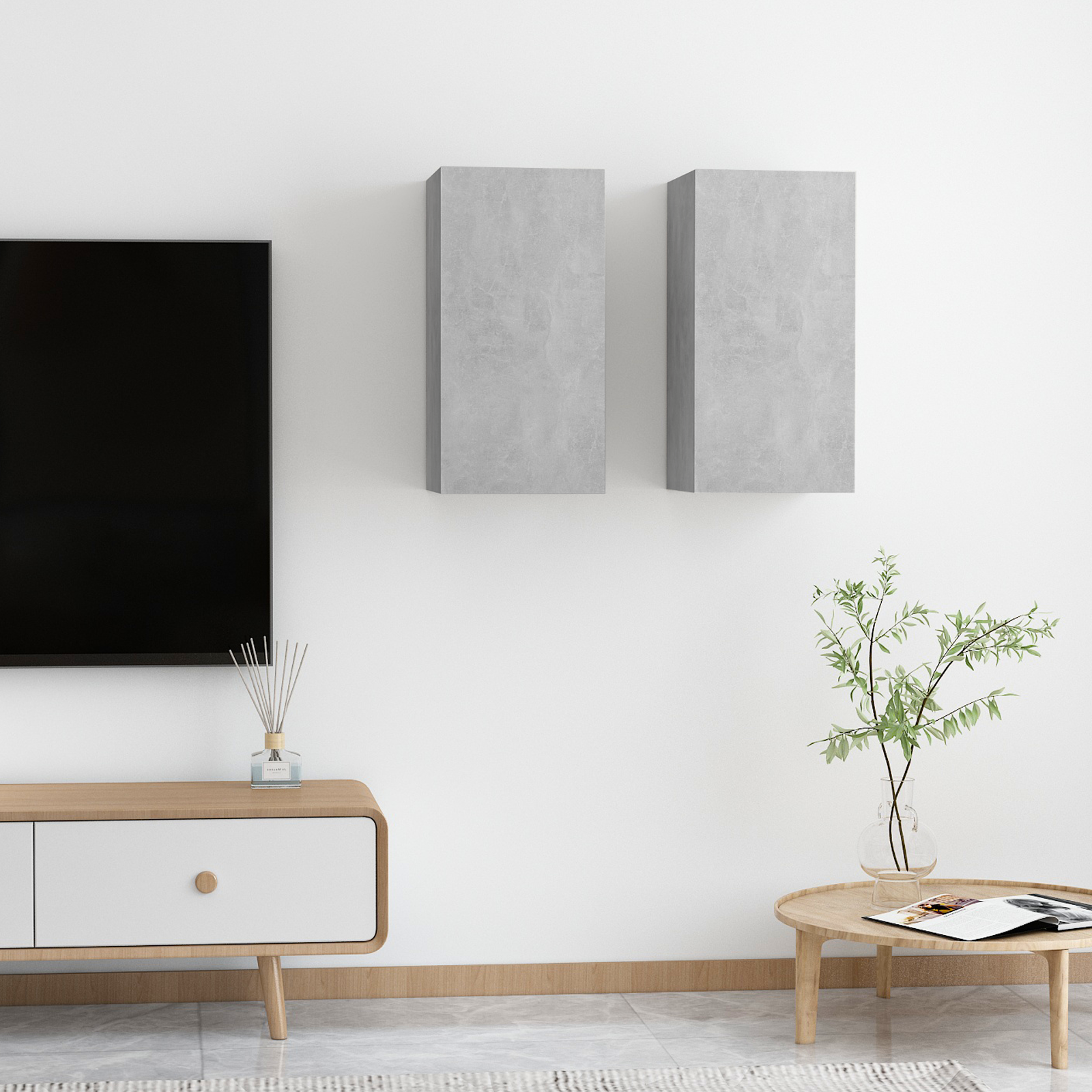 vidaXL | Wand TV Schrank | 2 pcs Betongrau 30,5 x 30 x 60 cm Holzwerkstoff