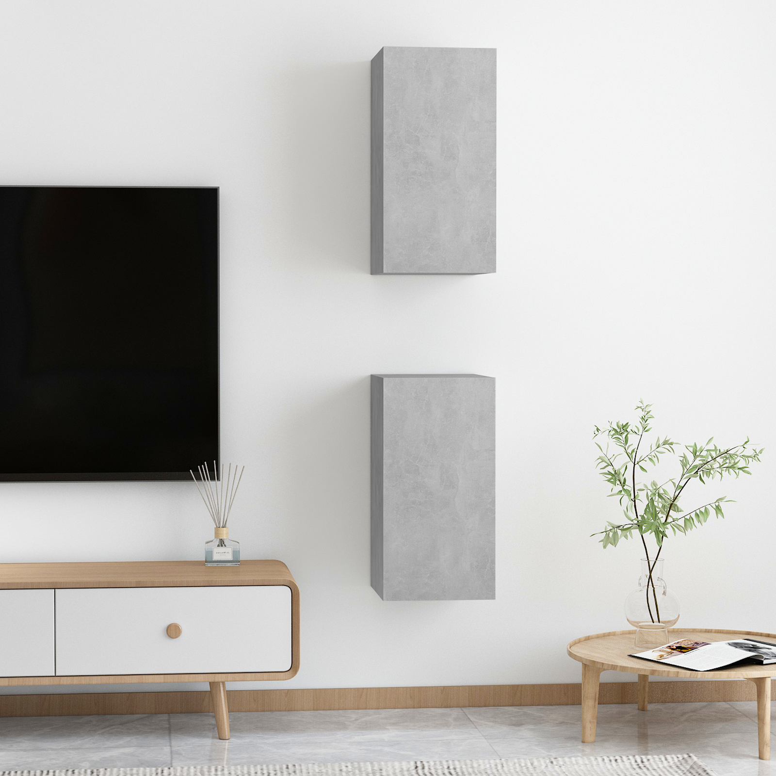 vidaXL | Wand TV Schrank | 2 pcs Betongrau 30,5 x 30 x 60 cm Holzwerkstoff