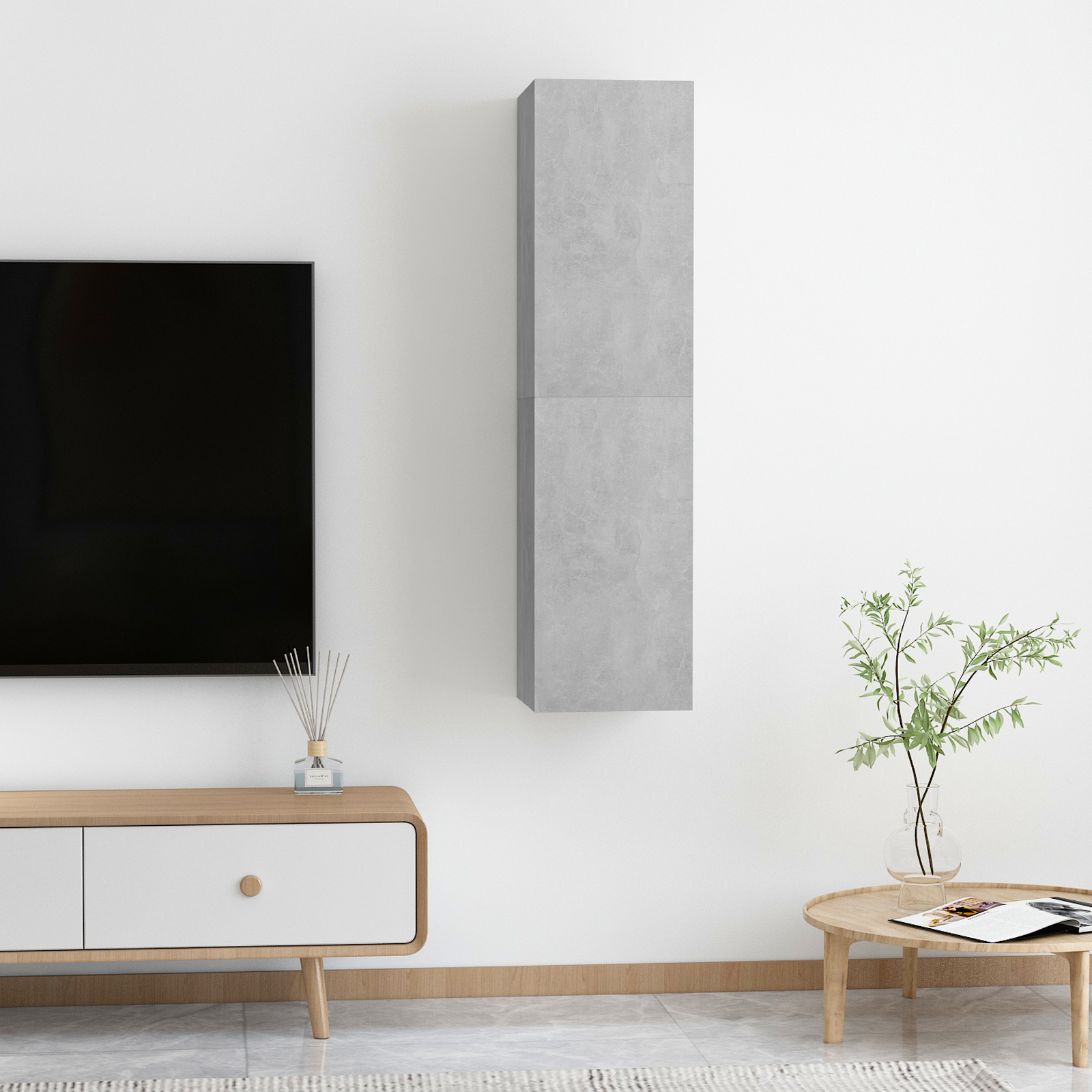 vidaXL | Wand TV Schrank | 2 pcs Betongrau 30,5 x 30 x 60 cm Holzwerkstoff
