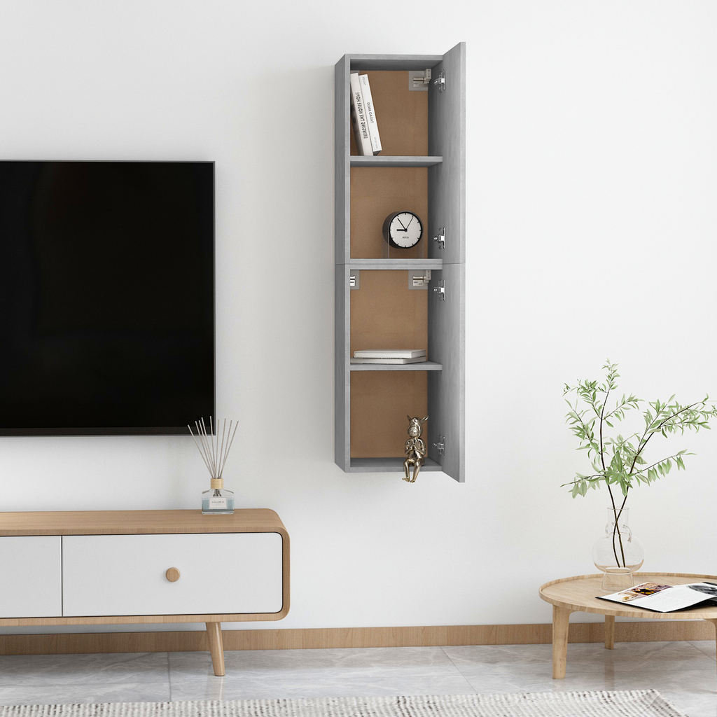 vidaXL | Wand TV Schrank | 2 pcs Betongrau 30,5 x 30 x 60 cm Holzwerkstoff