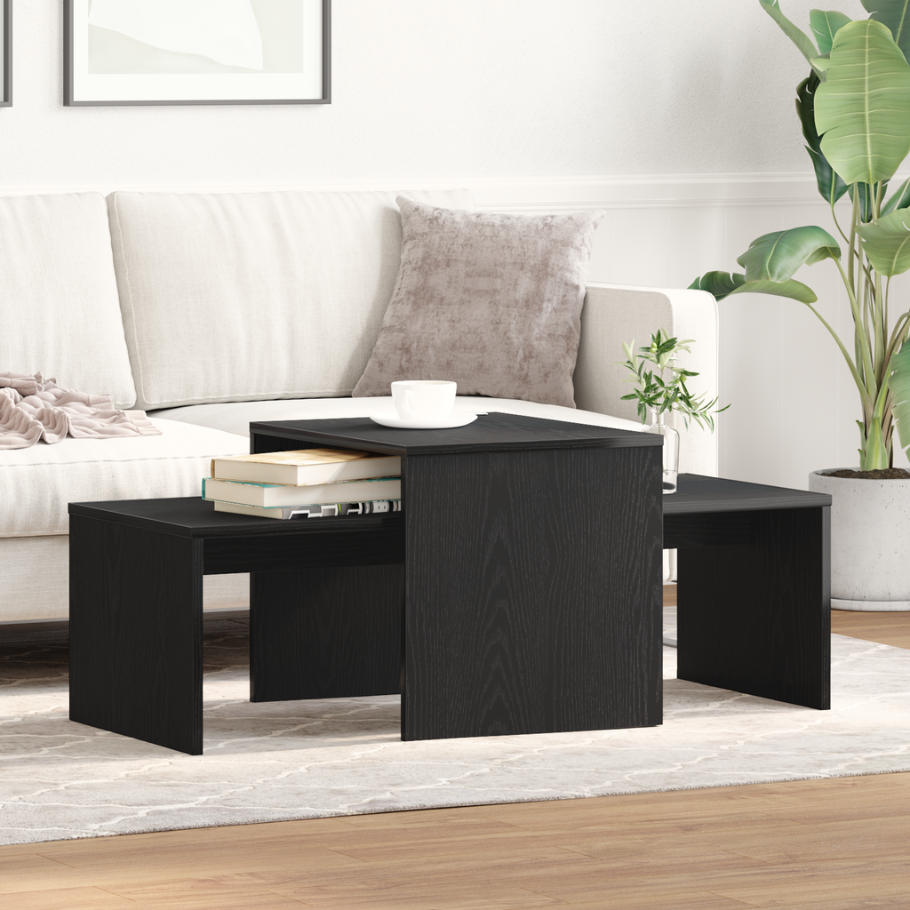 vidaXL Satztische Schwarz Eichen-Optik 100 x 48 x 40 cm Holzwerkstoff