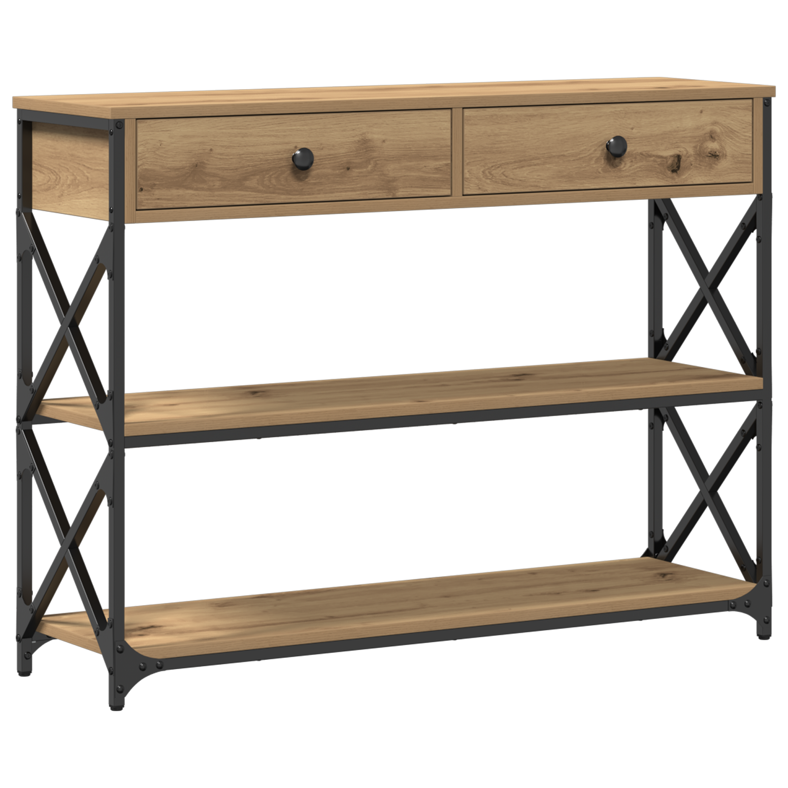 vidaXL Konsole Tisch mit Schubladen Artisan-Eiche 100 x 28 x 75 cm