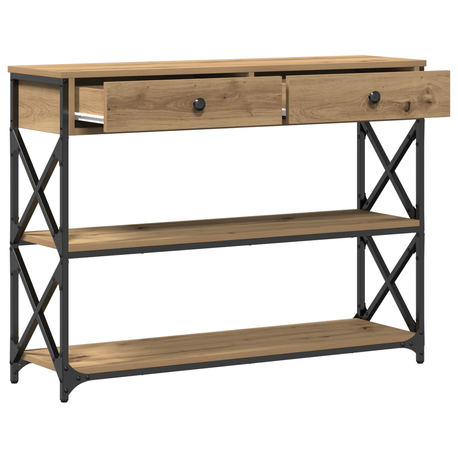 vidaXL Konsole Tisch mit Schubladen Artisan-Eiche 100 x 28 x 75 cm