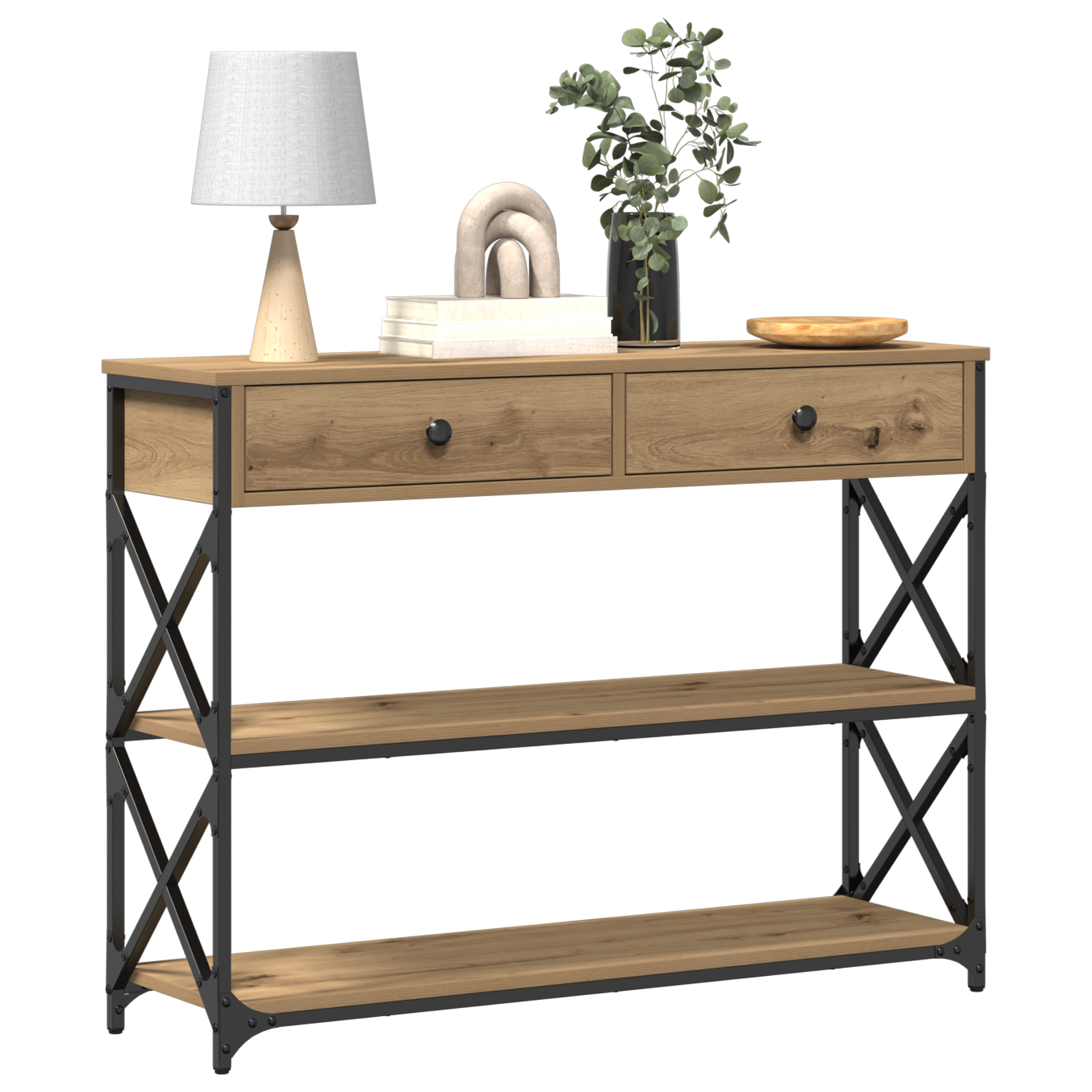 vidaXL Konsole Tisch mit Schubladen Artisan-Eiche 100 x 28 x 75 cm
